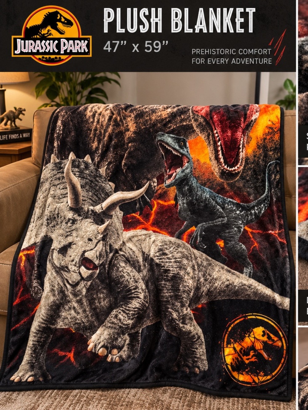 Jurassic Park Plush Throw Blanket - Jurassic Park plush blanket 47”x59”
